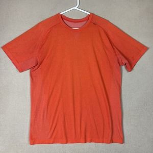 Lululemon Shirt Mens Extra Large Orange Performance Gym Workout T-Shirt Adult‎